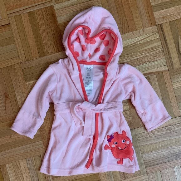 Carter's - Baby O/9M - Pink Hooded Robe with Heart Character - Like New! - Picture 1 of 8